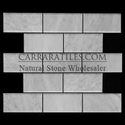 Carrara Marble Italian White Bianco Carrera 3x6 Marble Subway Tile Beveled Honed