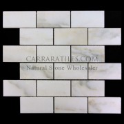Calacatta Gold Italian Marble 2x4 Subway Mosaic Tile Honed