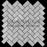Carrara Marble Italian White Bianco Carrera Herringbone Mosaic Tile Honed