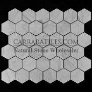 Carrara Marble Italian White Bianco Carrera 2" Hexagon Mosaic Tile Honed