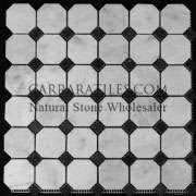 Carrara Marble Italian White Bianco Carrera Octagon Mosaic Tile Polished