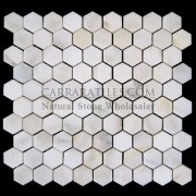 Calacatta Gold Italian Marble 1" Hexagon Mosaic Tile Honed