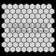 Statuary Marble Italian White Statuario 1" Hexagon Mosaic Tile Polished